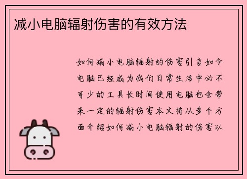 减小电脑辐射伤害的有效方法